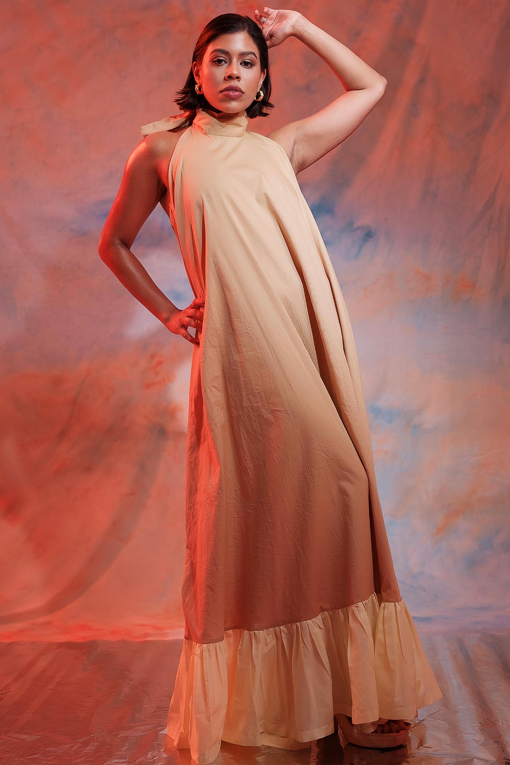 CARAMEL TOFFEE HALTER DRESS