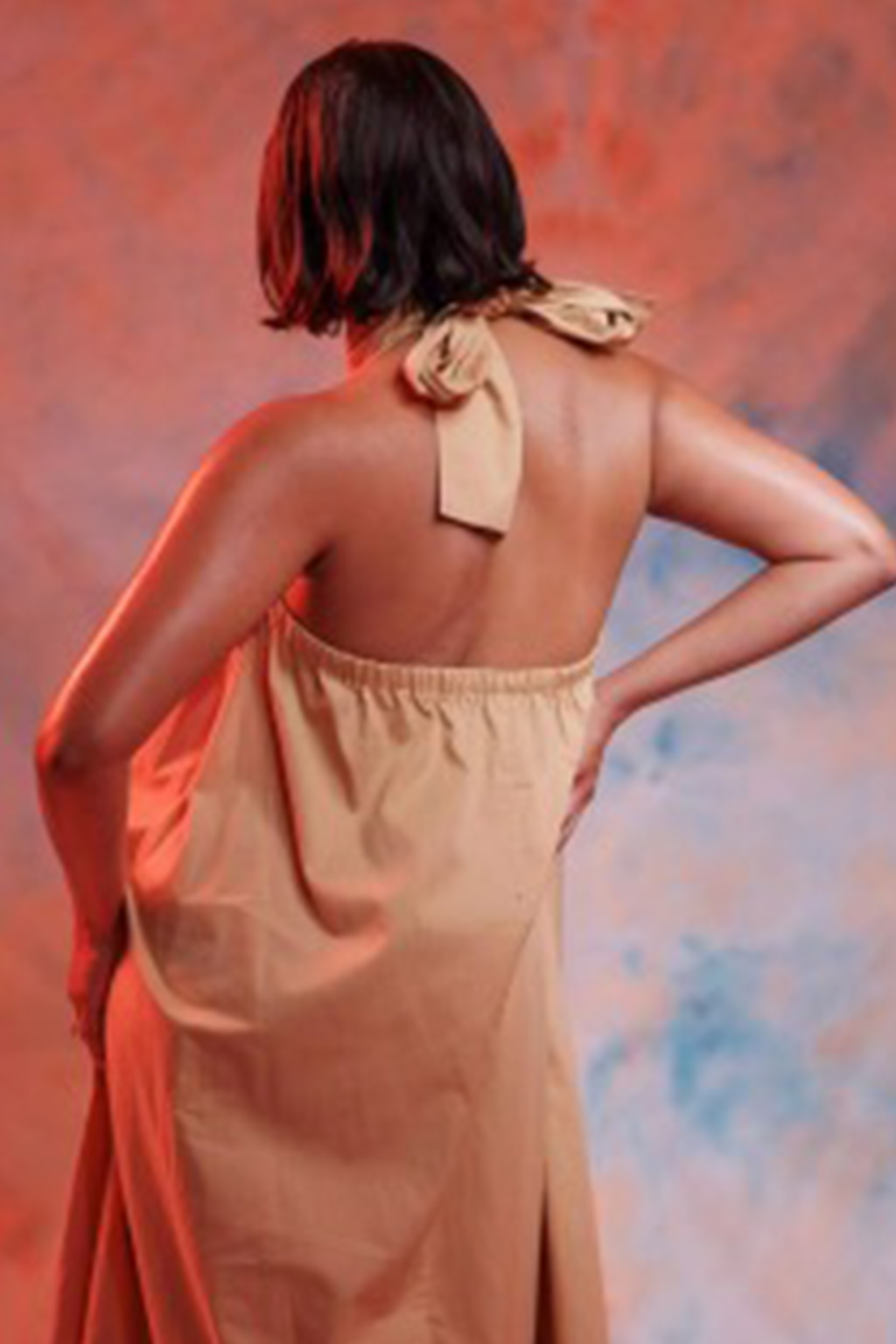CARAMEL TOFFEE HALTER DRESS