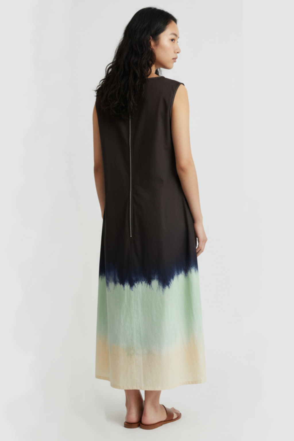 PISTACHIO BROWNIE BOATNECK DRESS SLEEVELESS